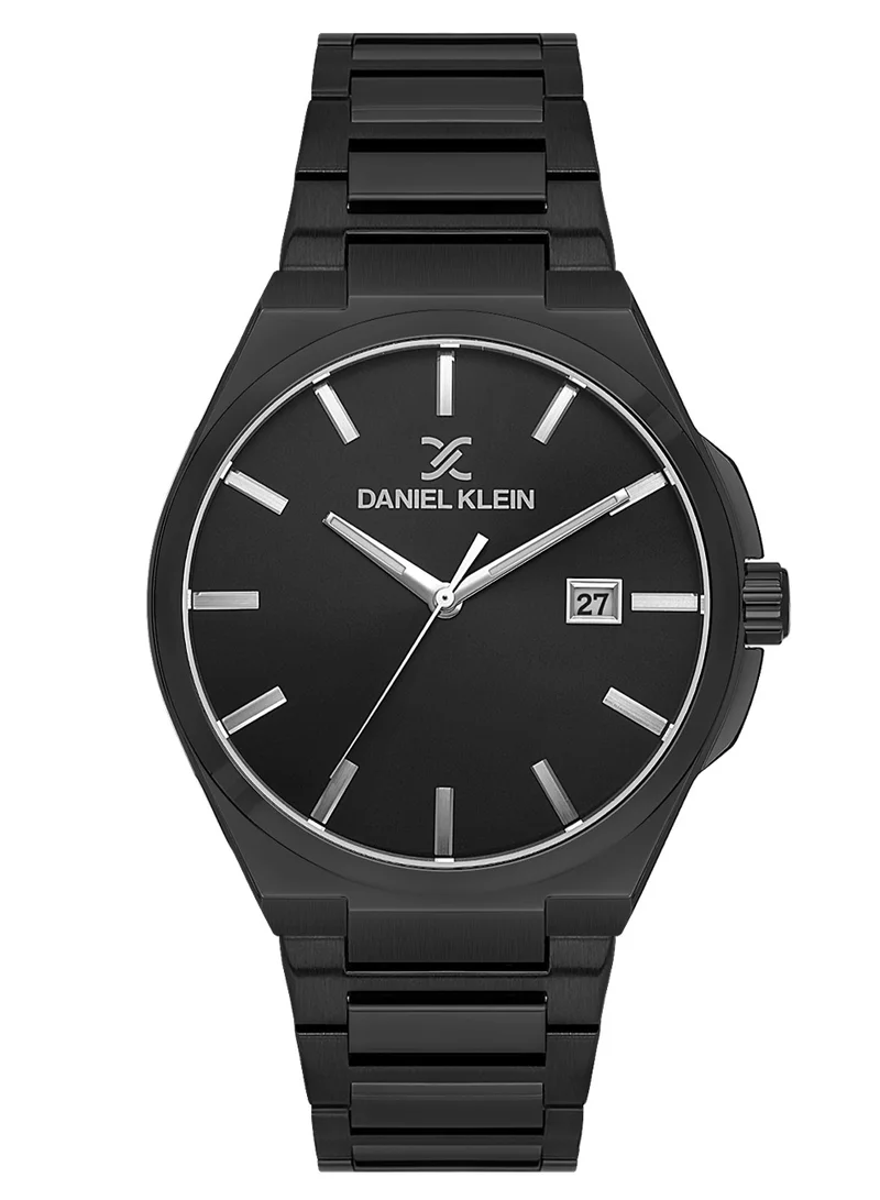 DANIEL KLEIN Men's Stainless Steel Black Alloy Case Analog Black Round Sunray Dial Japanese Quartz Premium 50 Meters Water Resistant